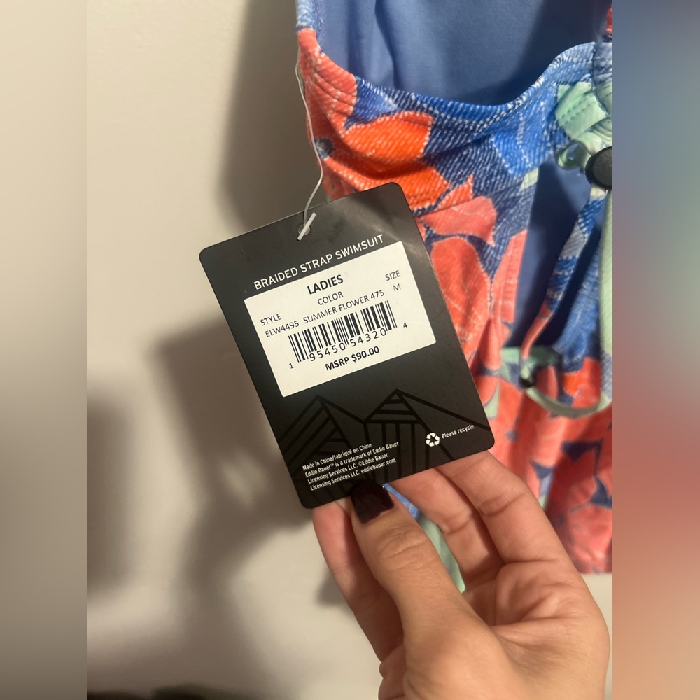 Eddie Bauer Floral Braided Back One Piece – Size M (NWT) - Picture 4 of 6